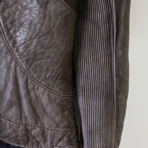 ALL SAINTS - Legacy Brown Leather Jacket US 8 - Picture 5 of 9